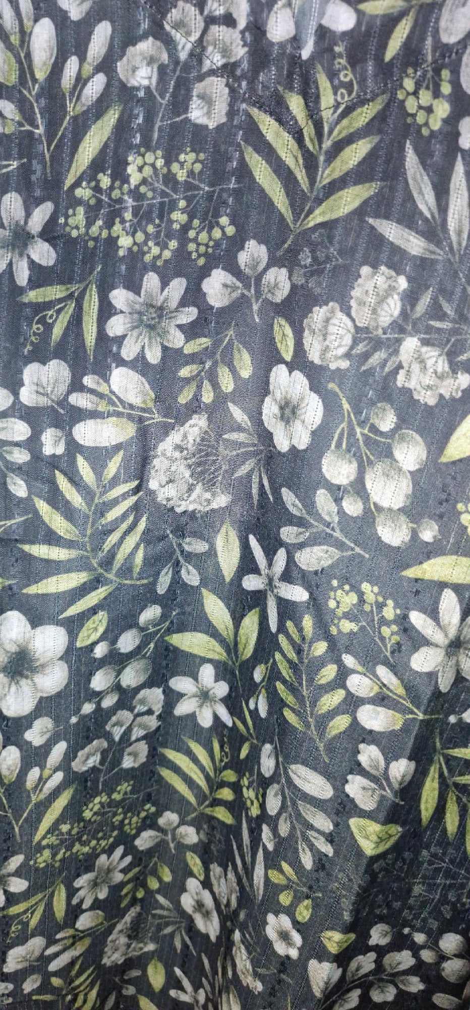 Lawn 3 Peice Suit- Chicken Kari suit/ greyish blue with soft white floral design