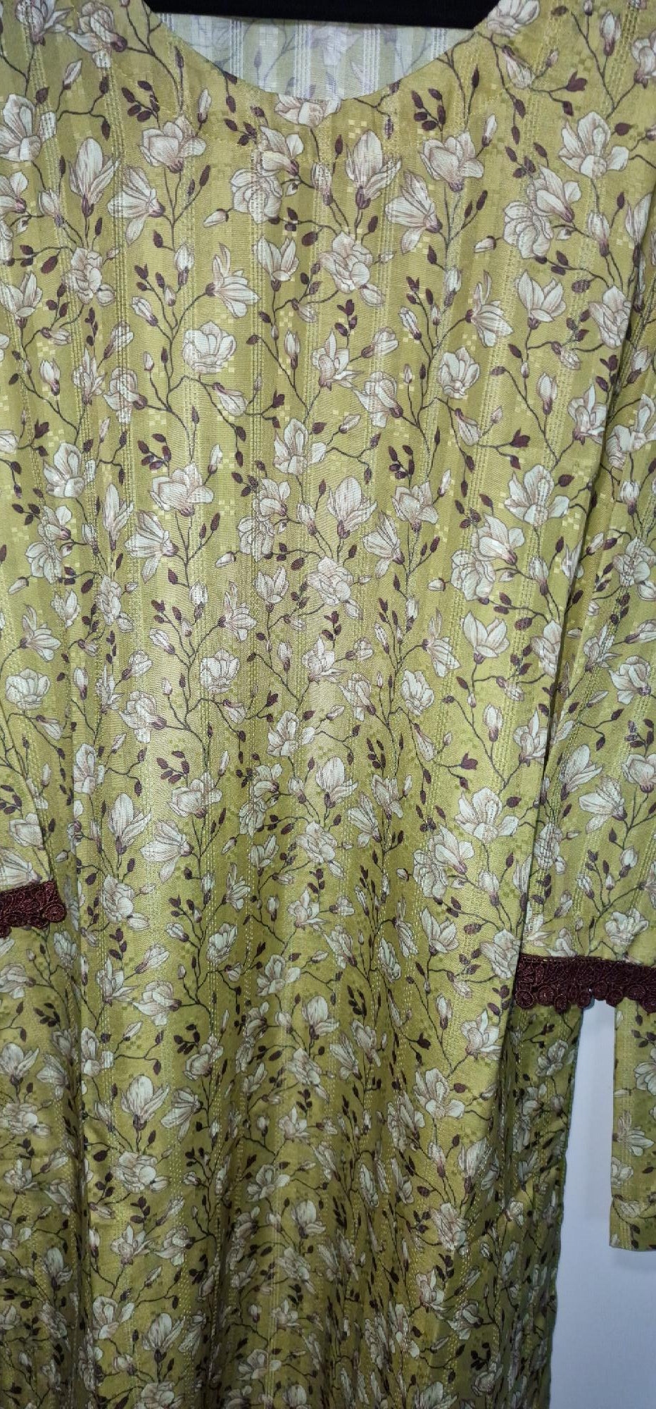 Lawn 3 Peice Suits- Chicken Kari - olive green/ floral pattern
