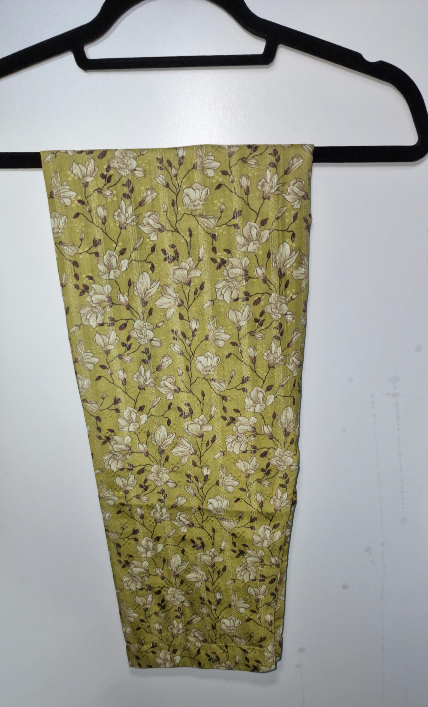 Lawn 3 Peice Suits- Chicken Kari - olive green/ floral pattern
