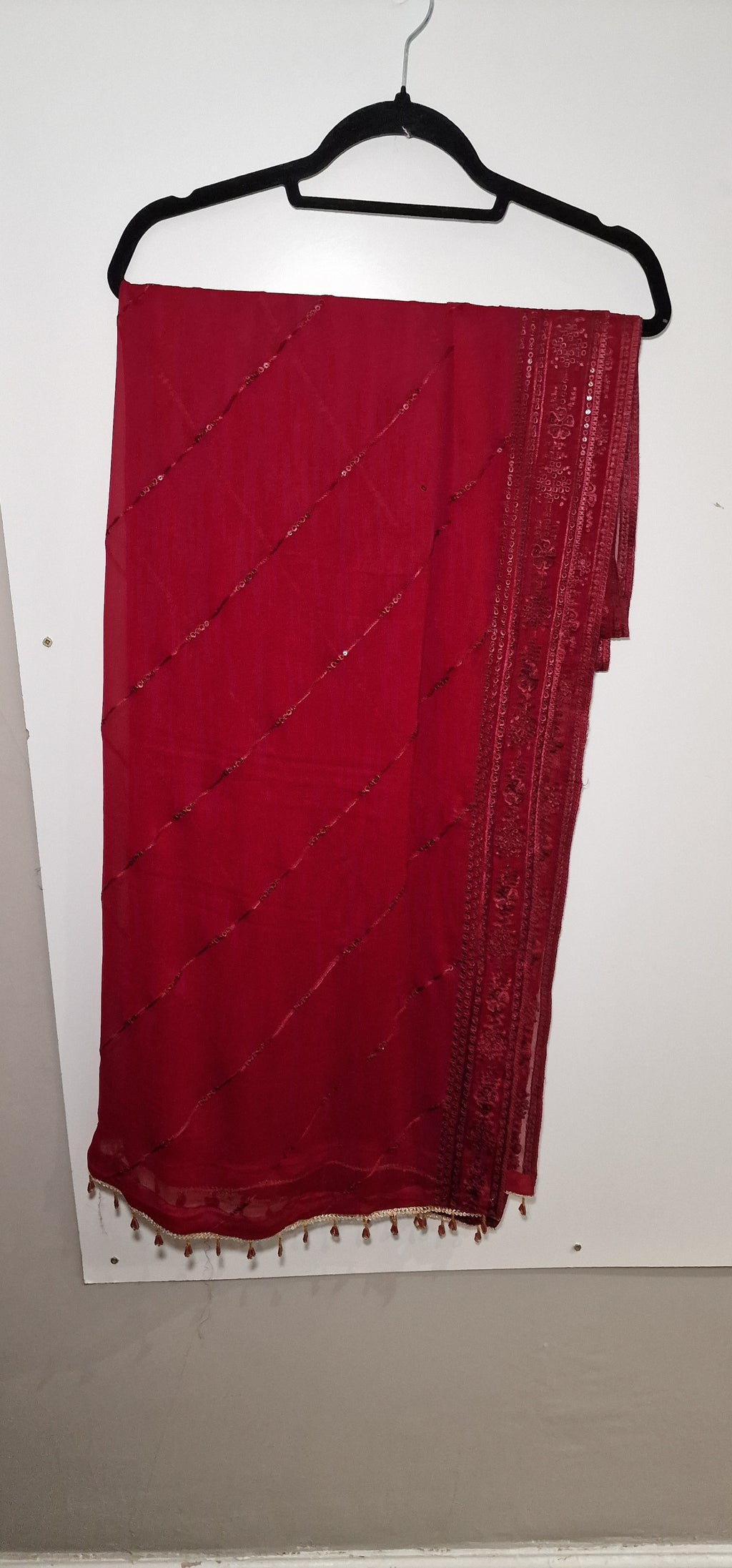 Chiffon 3 Piece suits- Maroon