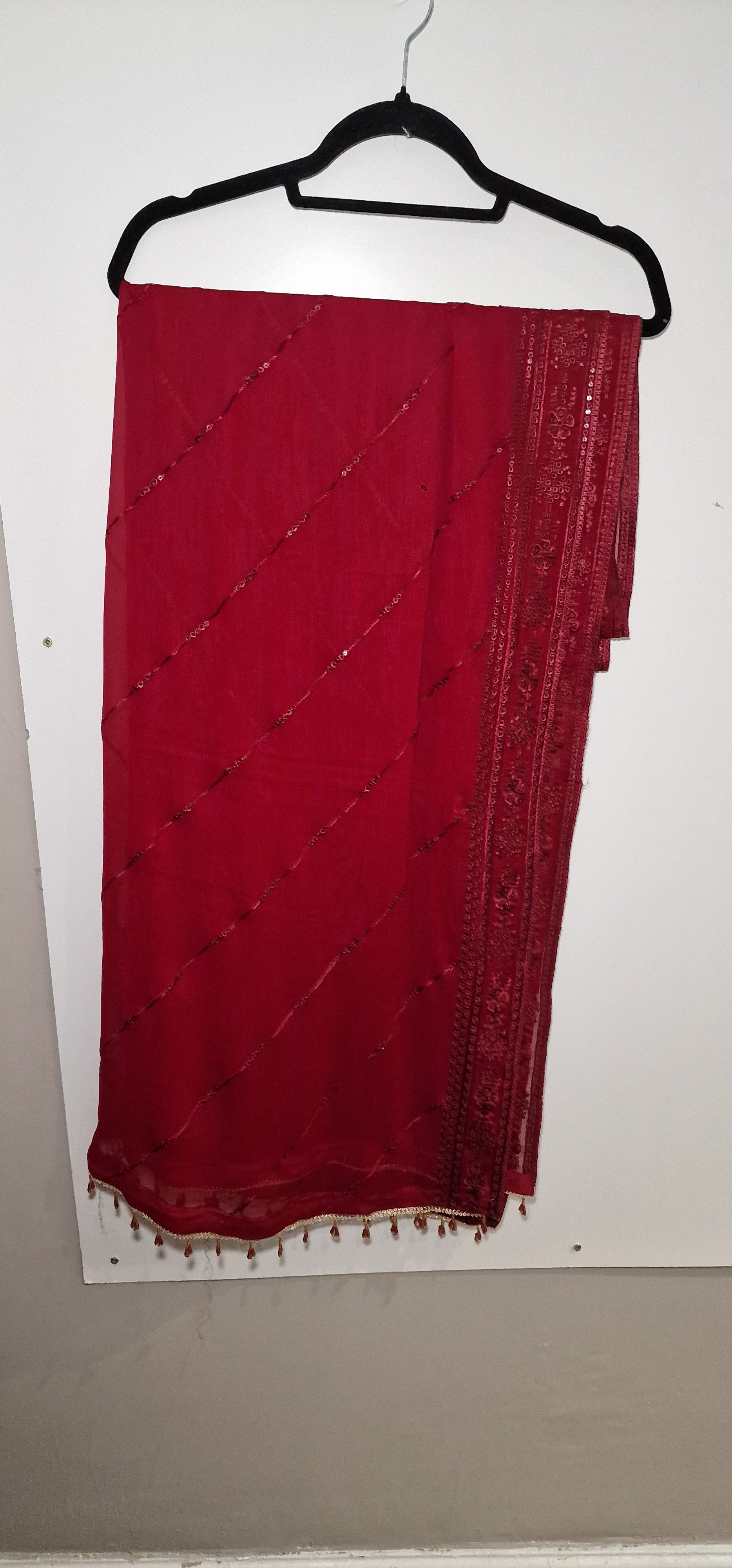 Chiffon 3 Piece suits- Maroon