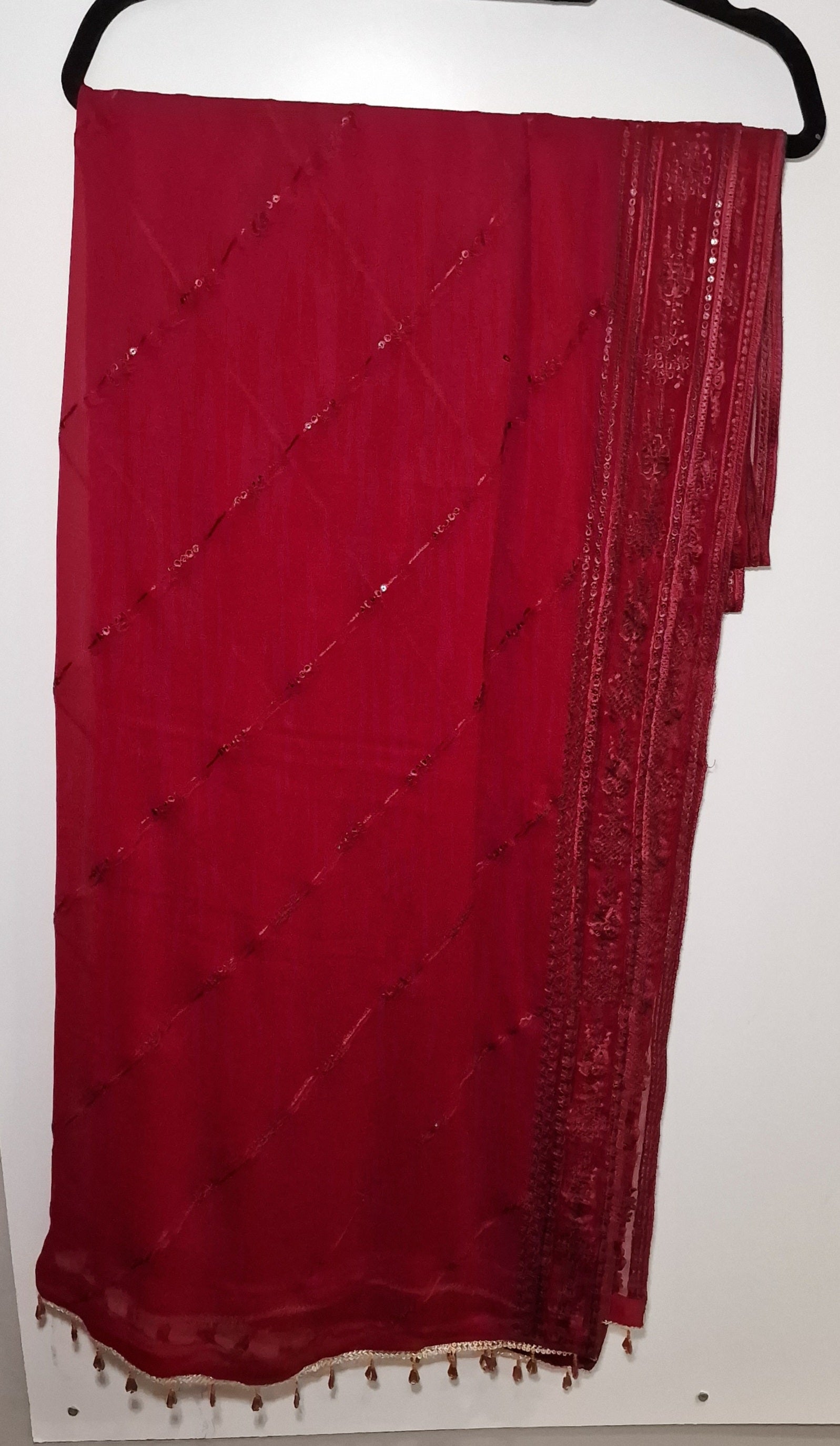 Chiffon 3 Piece suits- Maroon