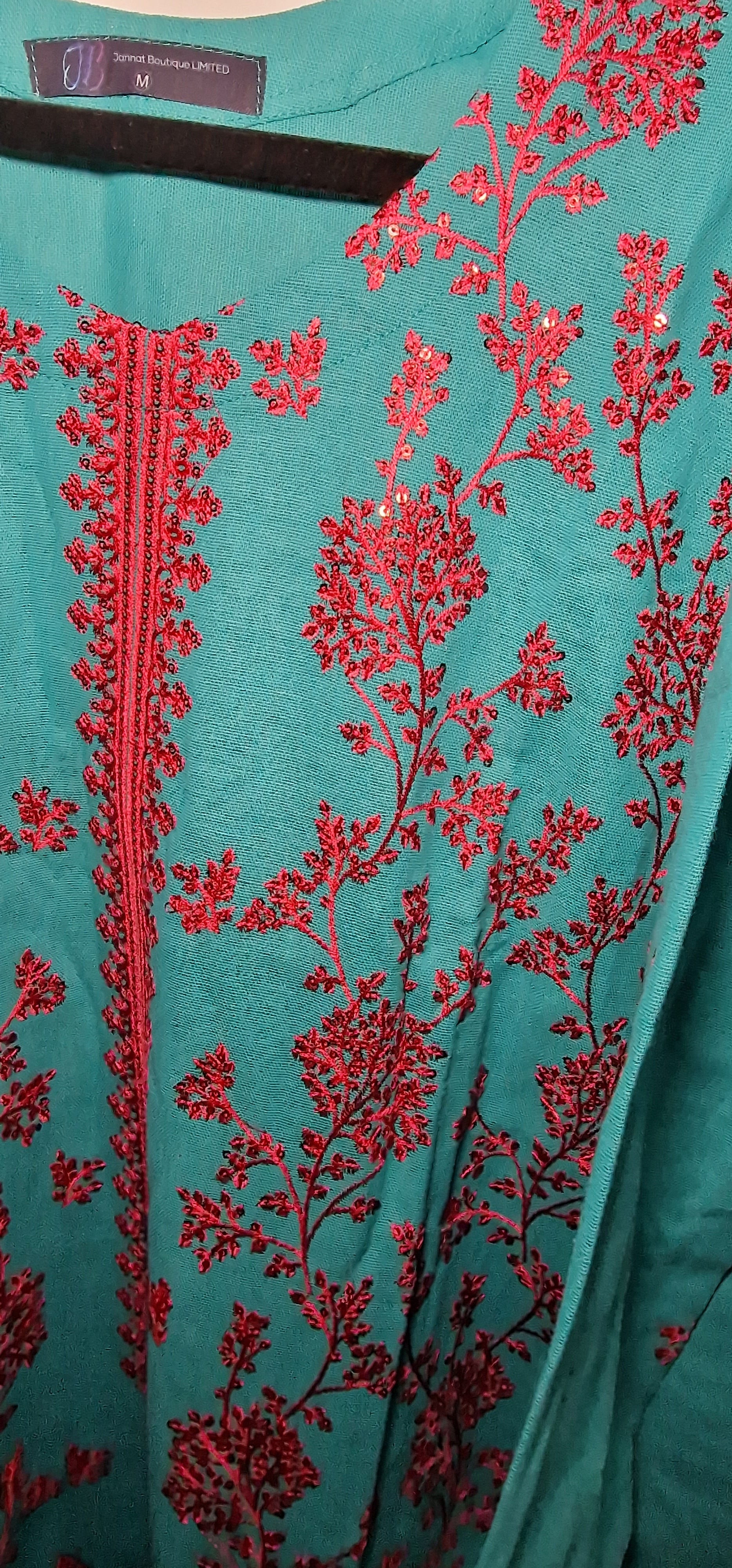 Karandi 3 Piece Suit - Blue with Pink Embroidery Suit
