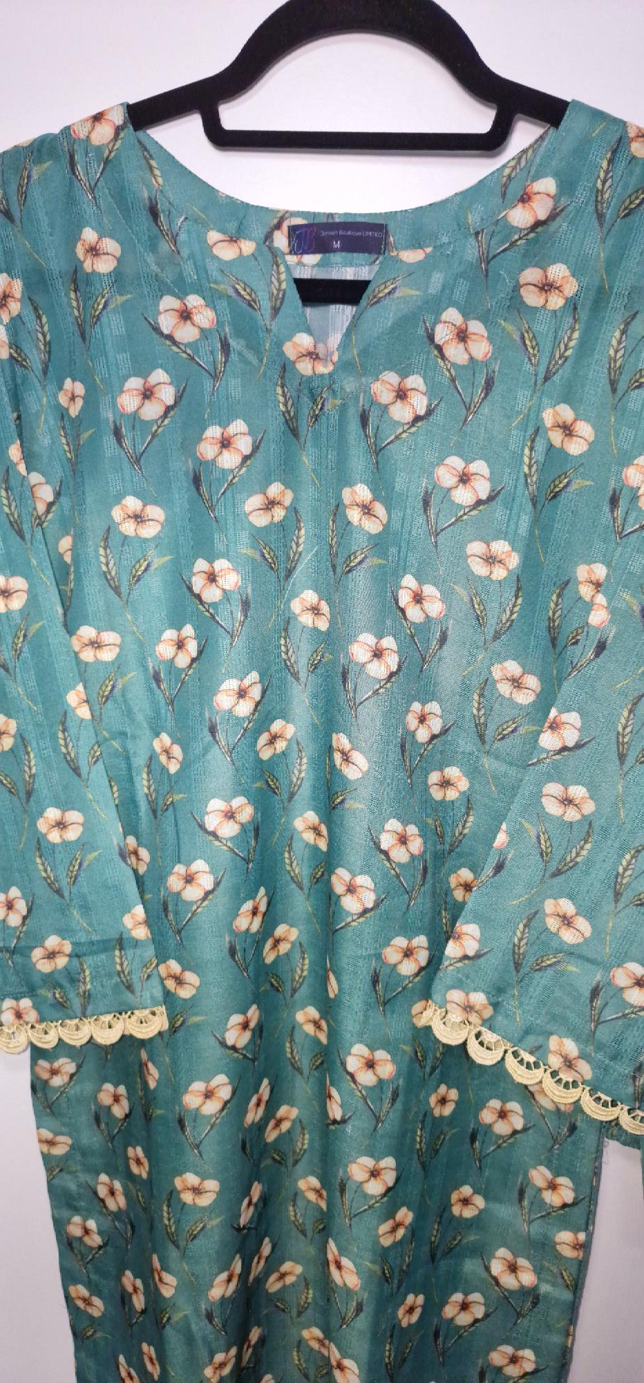 Lawn 3 Peice Suit- Chicken Kari greenish blue with floral design