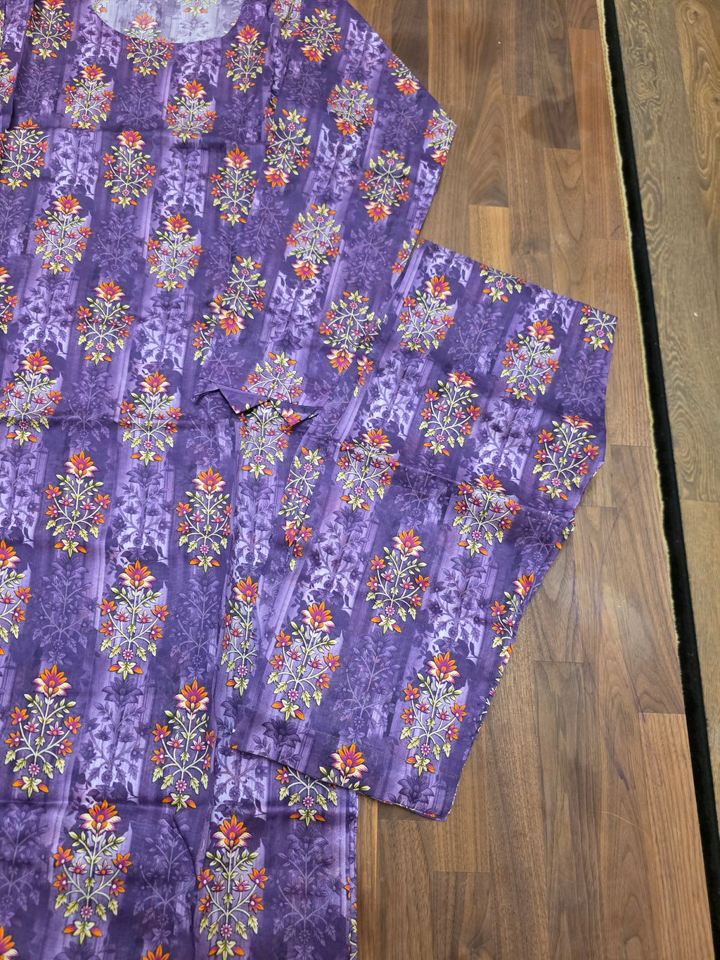 2 Piece Lawn Suit- Purple/ Orange Floral