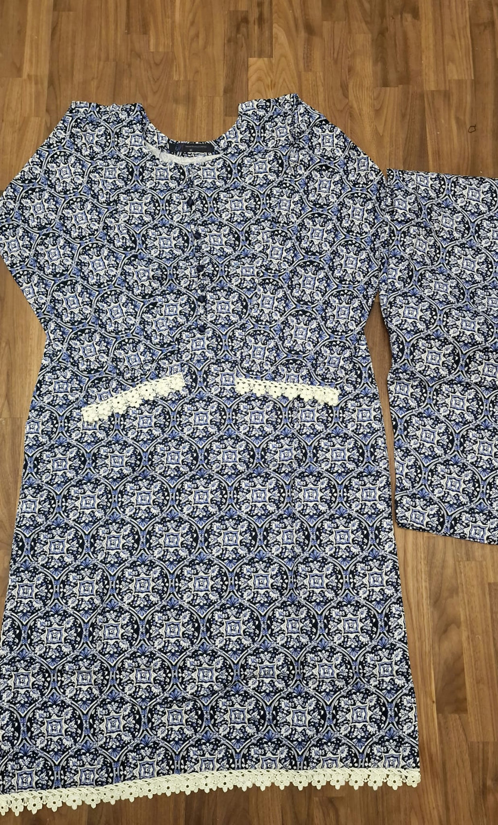 Marina Suit- Blue/ white with abstract design