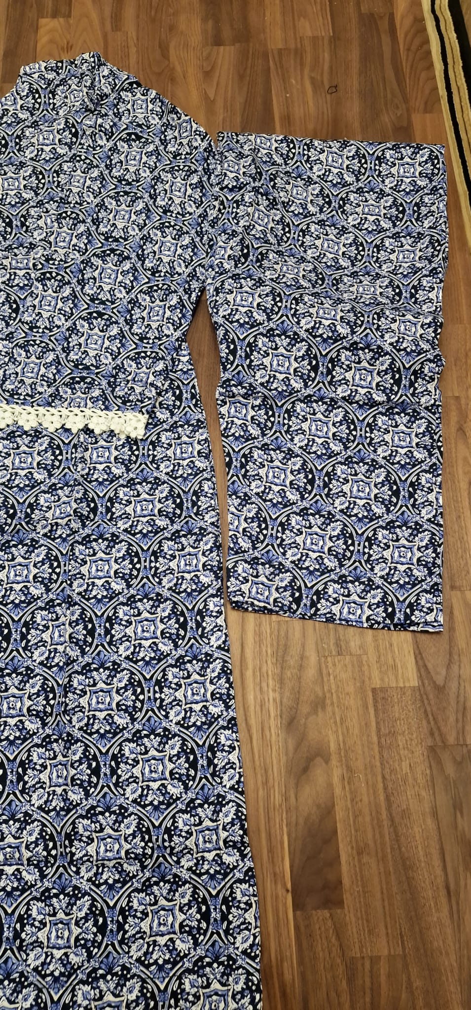 Marina Suit- Blue/ white with abstract design