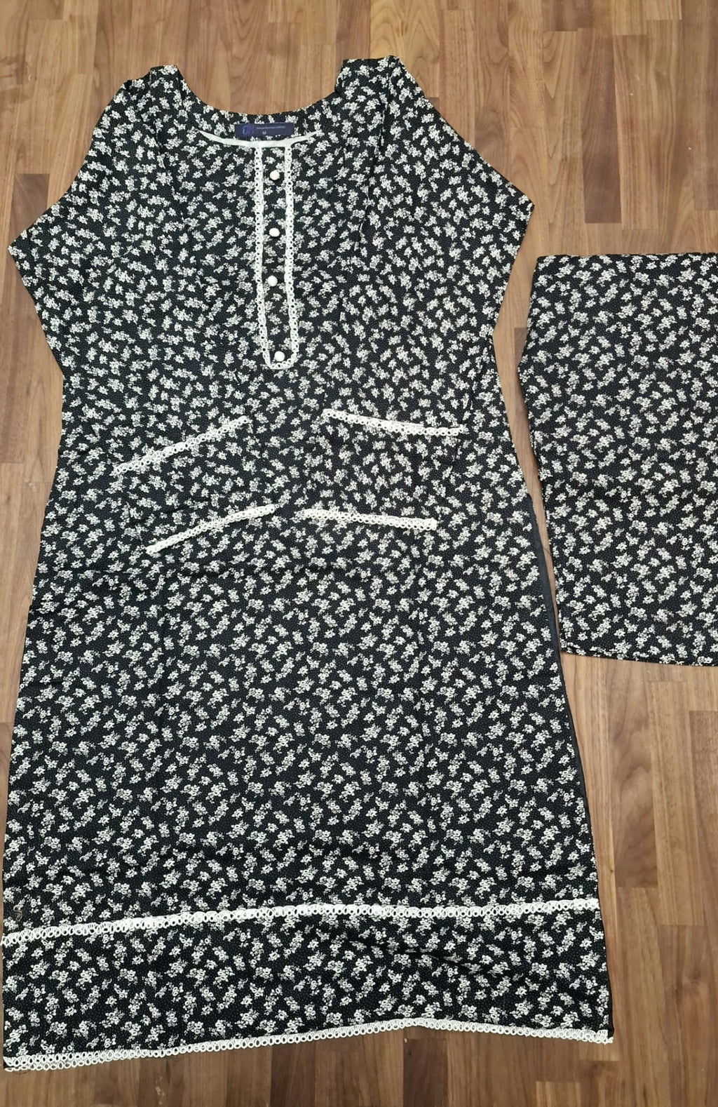 Marina Suit- Black and white with floral print