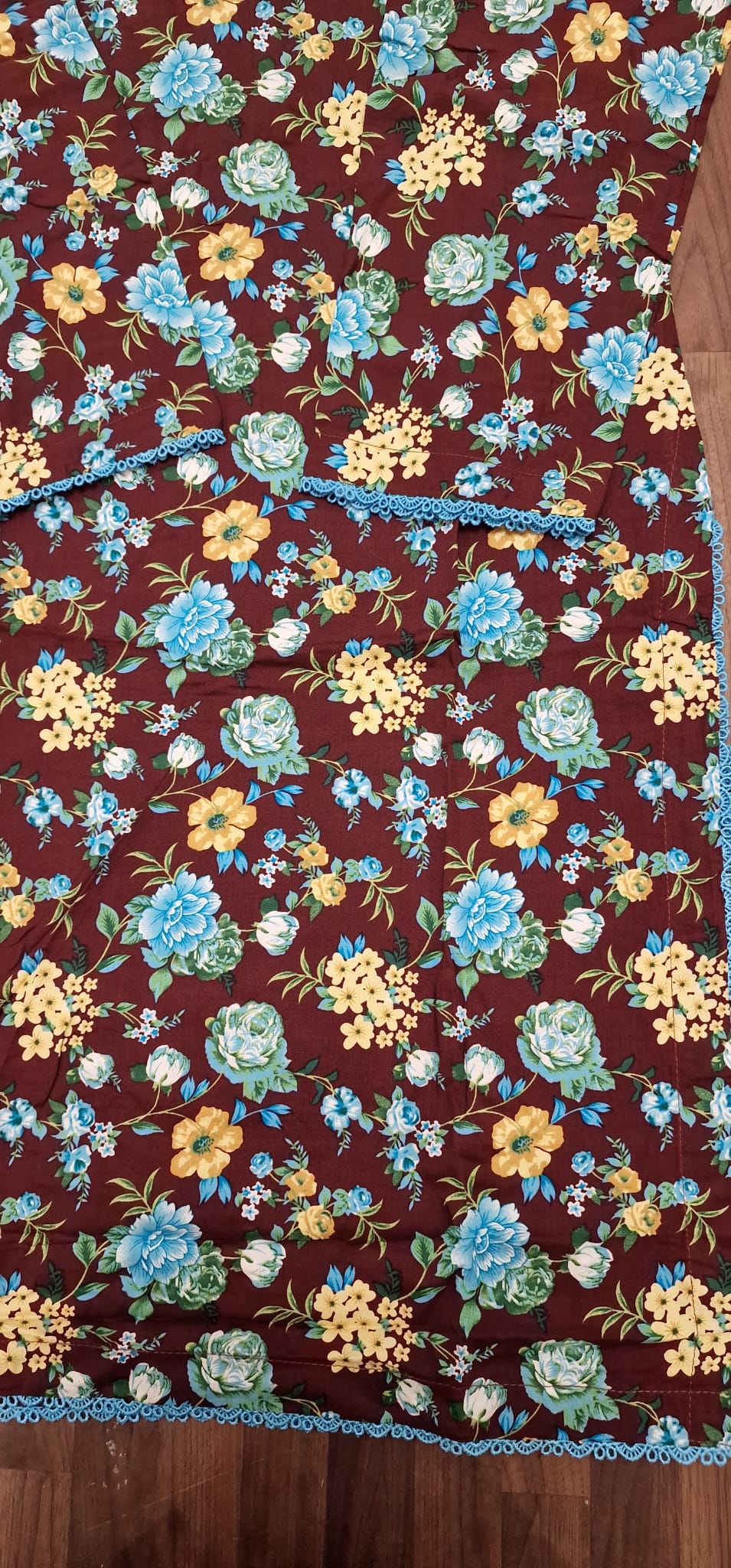 Linen Suit - Brown with blue/ yellow flowers