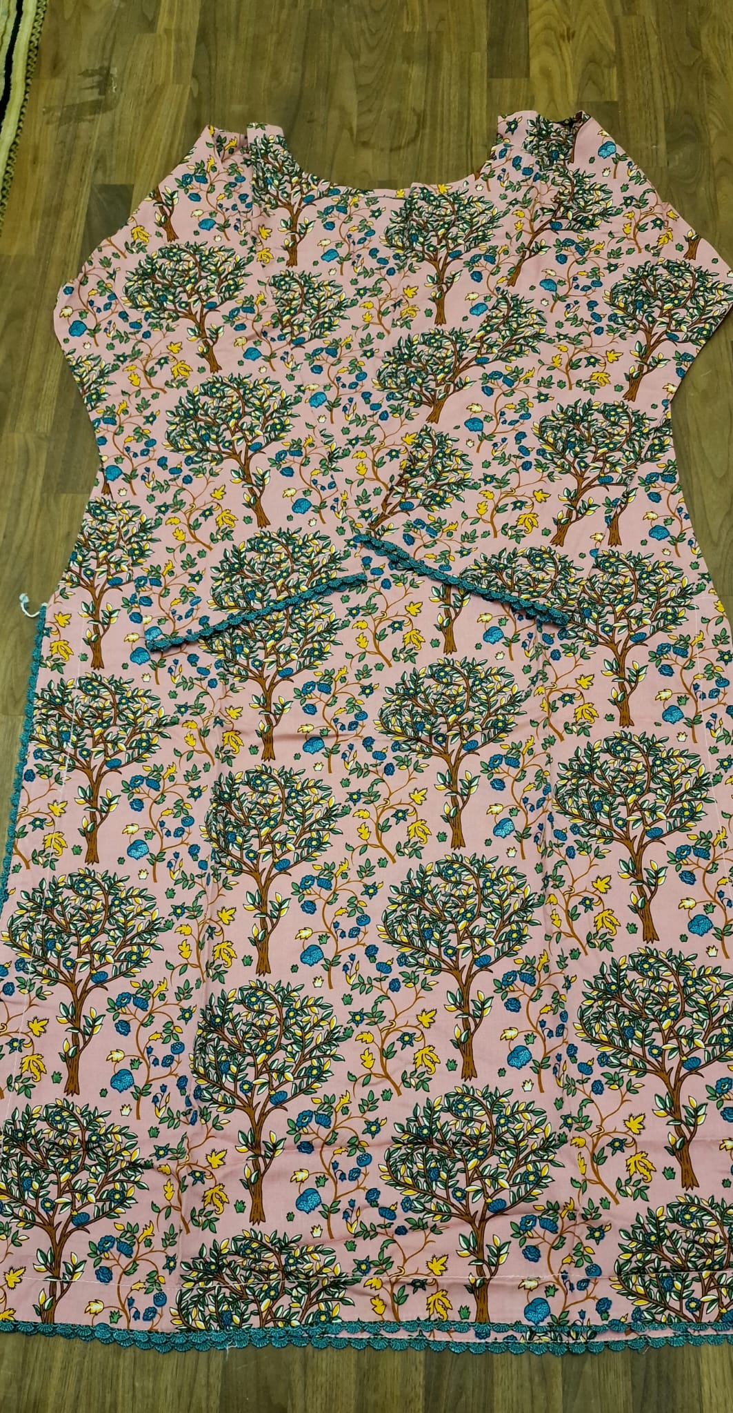 Linen 2 piece suit- Pink with tree print design