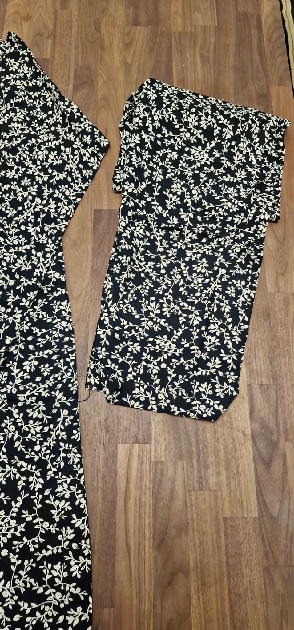 Linen 2 peice Suit- black with Cream floral design