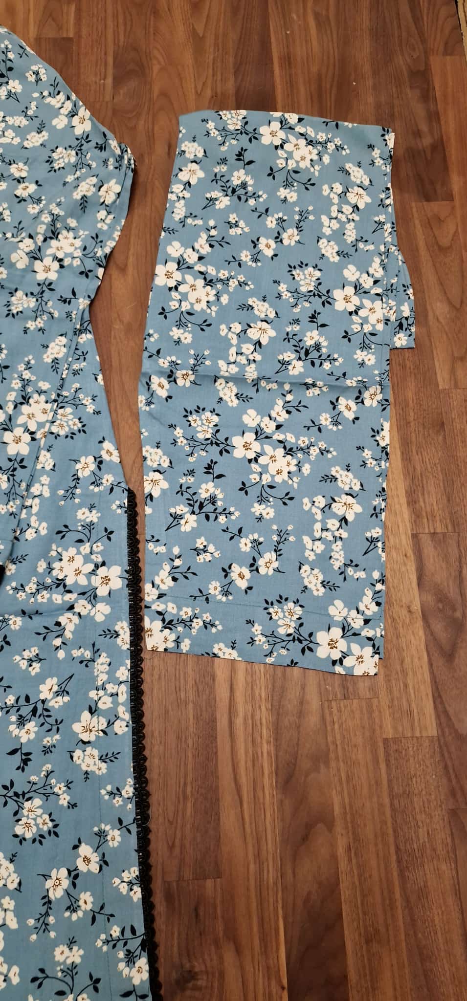 Linen 2 Piece Suit-  Powder blue with white flowers