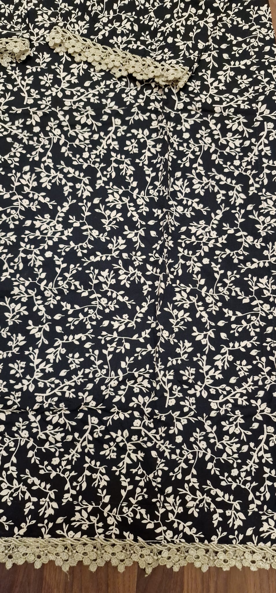 Linen 2 peice Suit- black with Cream floral design