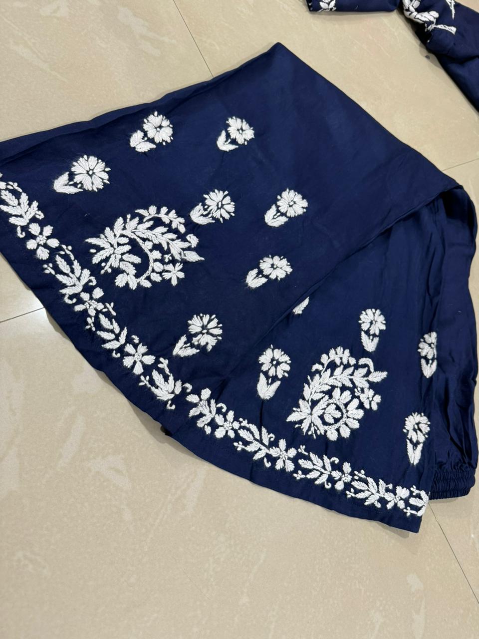 Lucknowi 2 Peice suits - Navy Blue with White Emboidery
