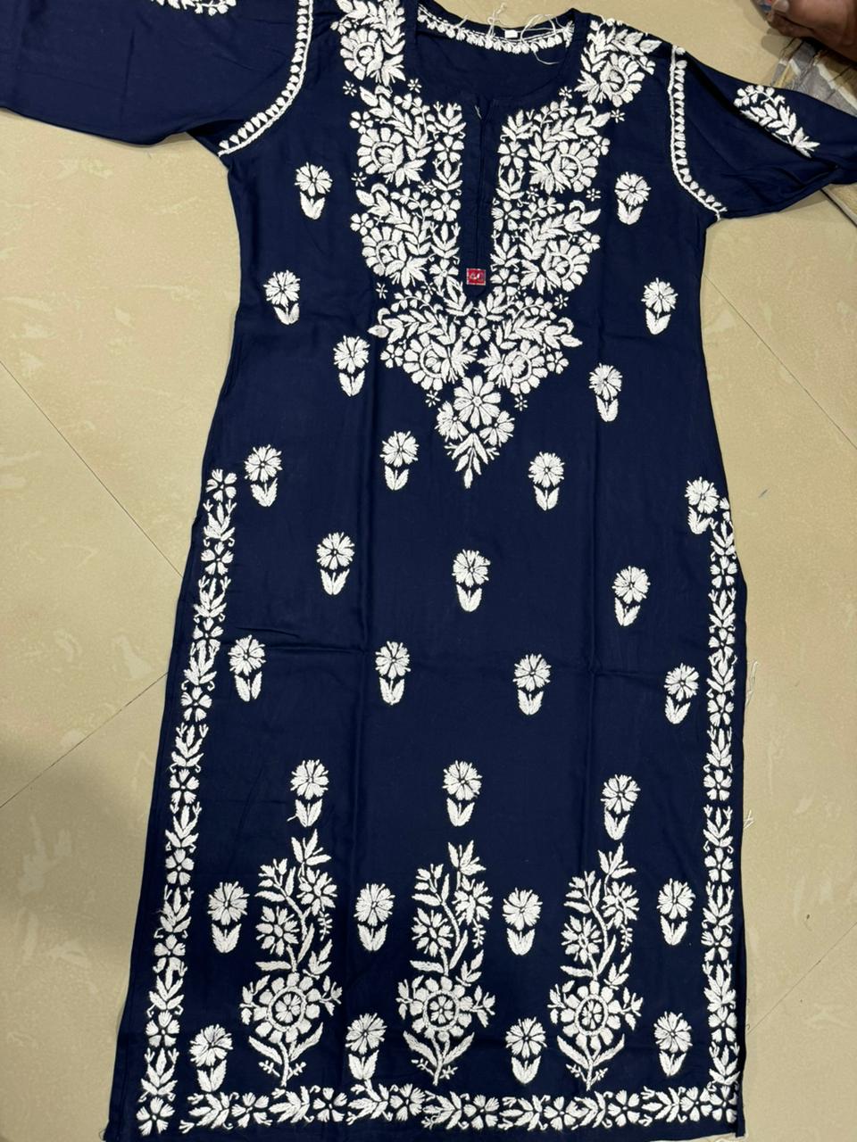 Lucknowi 2 Peice suits - Navy Blue with White Emboidery