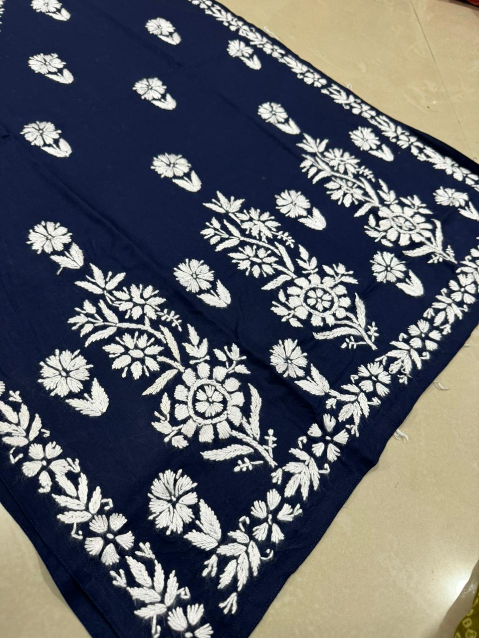 Lucknowi 2 Peice suits - Navy Blue with White Emboidery