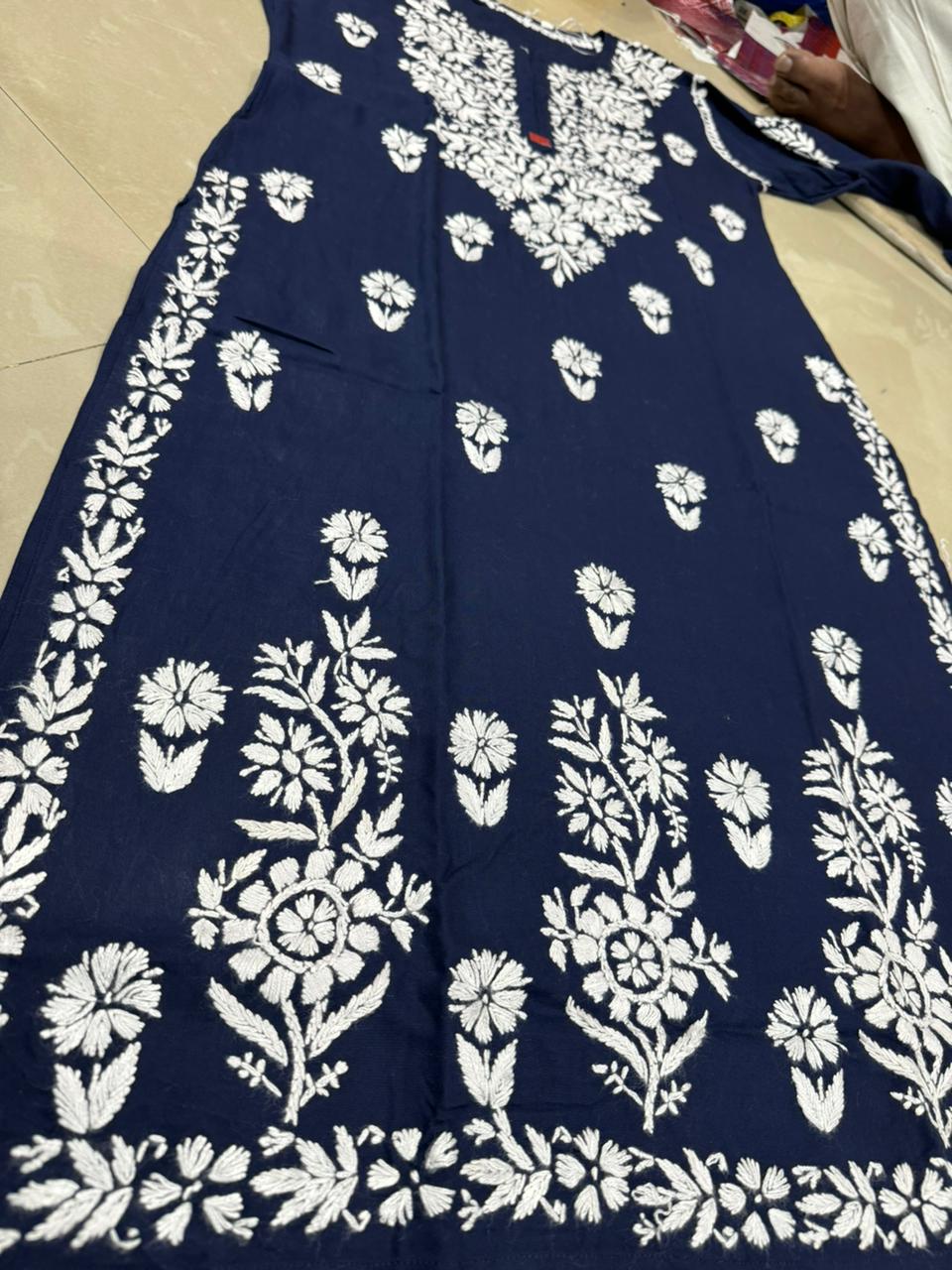 Lucknowi 2 Peice suits - Navy Blue with White Emboidery
