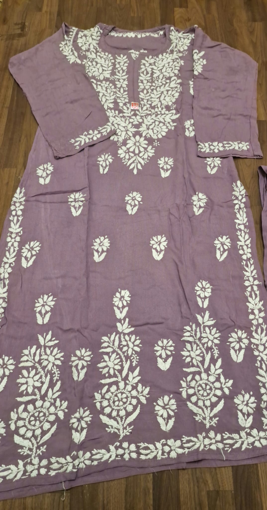 Lucknowi 2 Piece Suit- Purple with White Embroidery