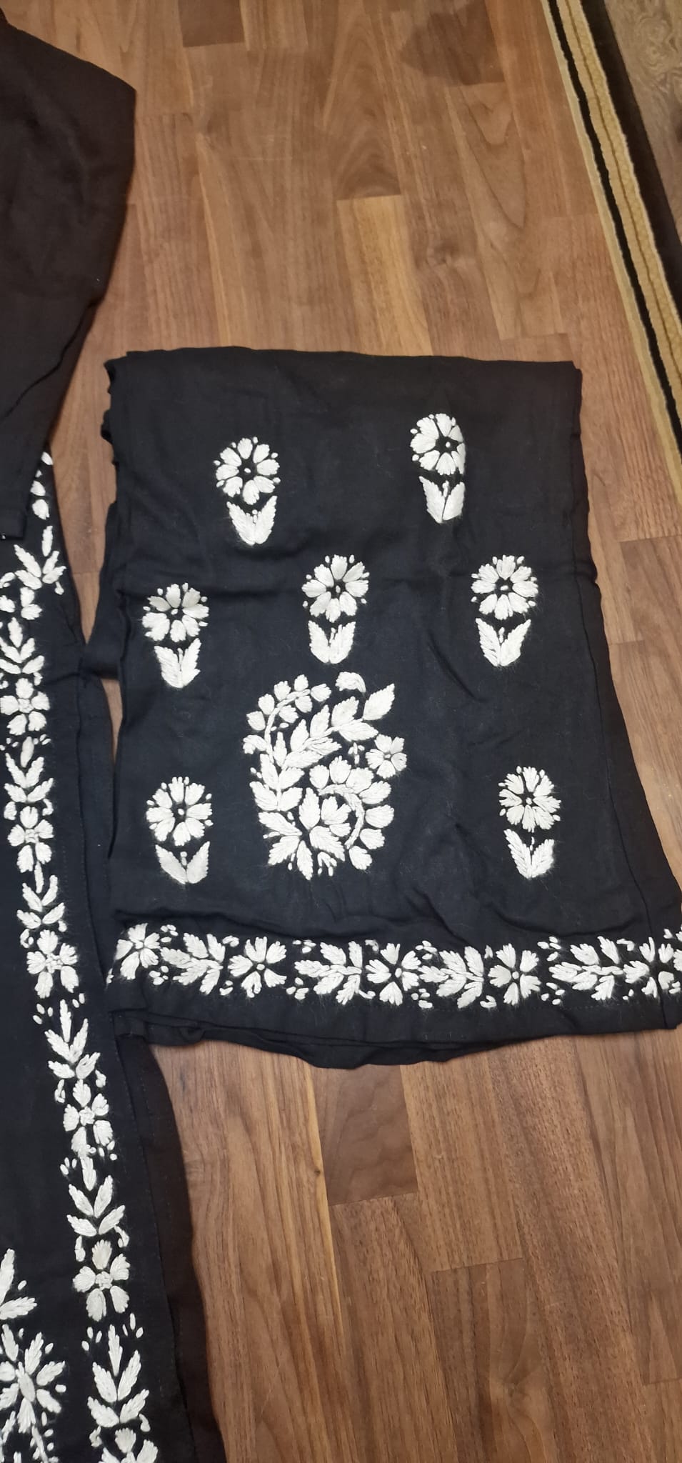 Lucknowi 2 Piece suit- Black with white embroidery