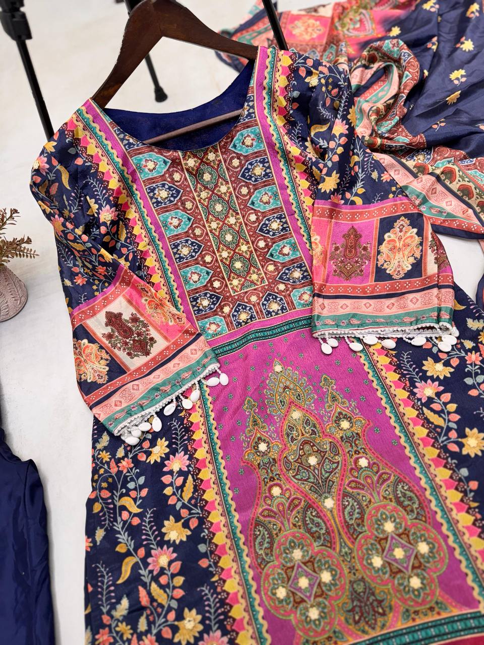 Royal Blue with Stone Mirror Work Suit